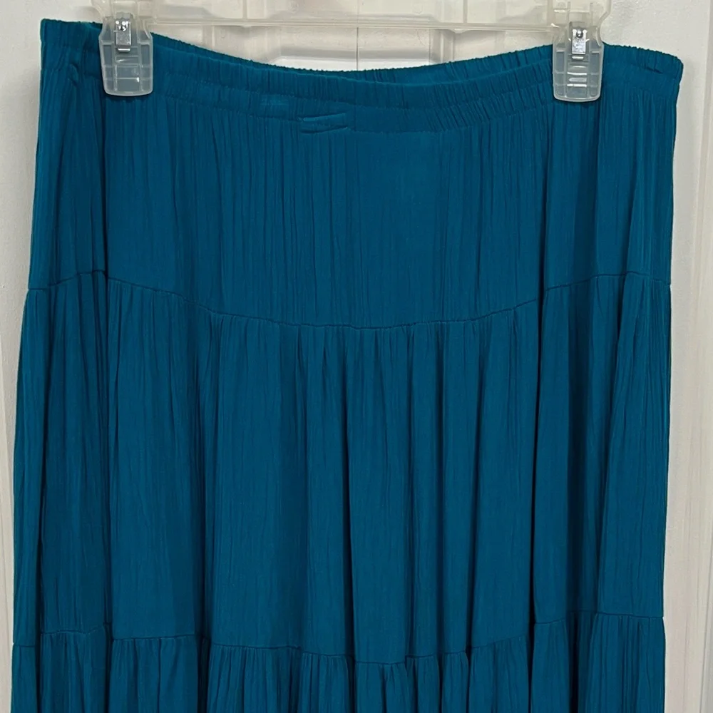 Sag Harbor Teal Pull On Midi Skirt Size PM